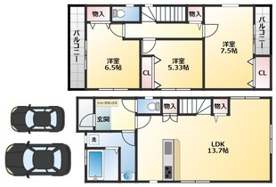 国府2丁目新築戸建ての物件間取画像